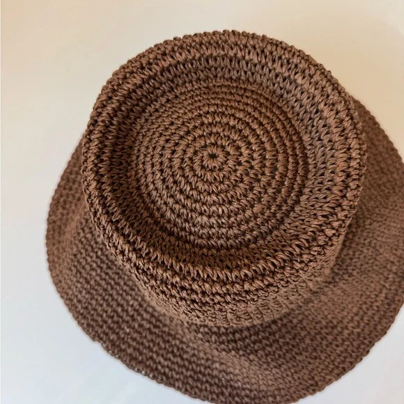 Madewell Lantern Straw Hat Brown Raffia Sun Packable Floppy Boho Size M/L - Picture 9 of 13